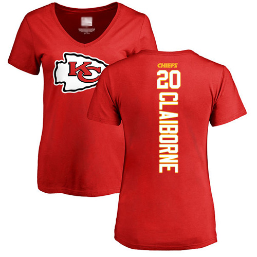 Women Football Kansas City Chiefs #20 Claiborne Morris Red Backer T-Shirt